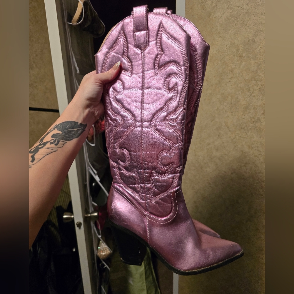 Pink Western-Style Women's Boots Tall
